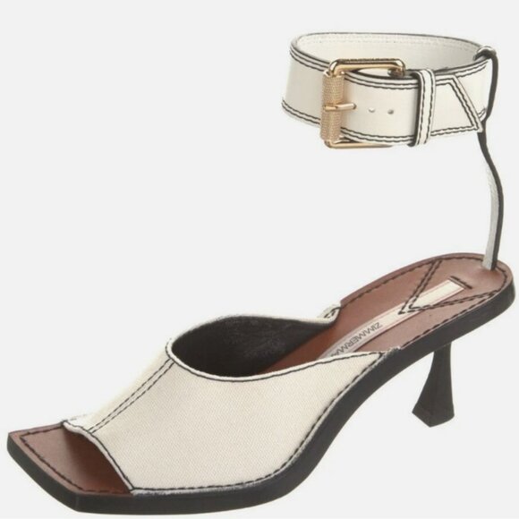Zimmermann Leather and Canvas Ankle Strap Sandals - Picture 2 of 8